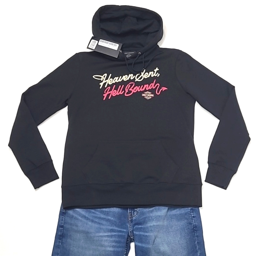 Harley-Davidson Graphic Pullover Hooded Sweatshirt HD Chest Logo Hoodie Pocket